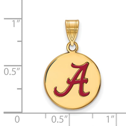 Vergoldet Sterlingsilber Logoart University Of Alabama Buchstabe A Mittel Emailliert Plättchen Anhänger
