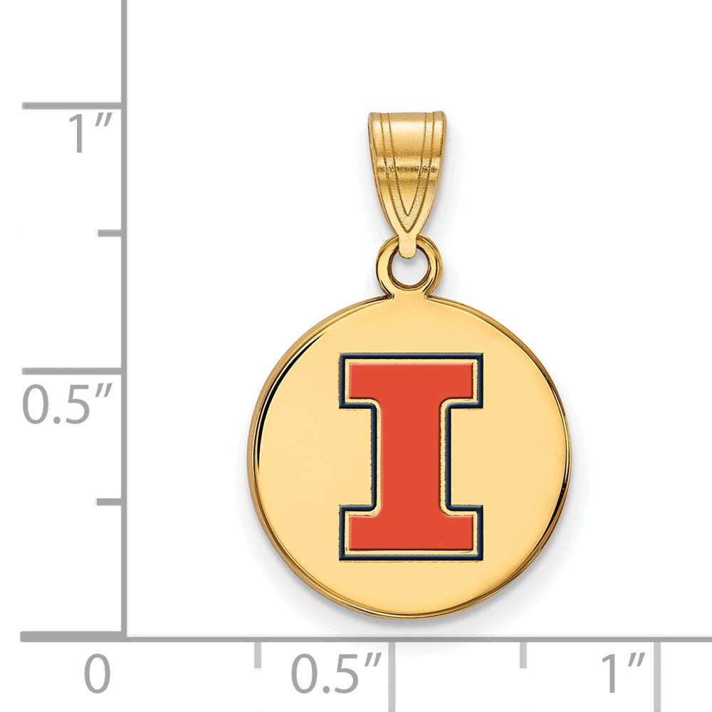 Vergoldet Sterlingsilber Logoart University Of Illinois Buchstabe I Mittel Emailliert Plättchen Anhänger
