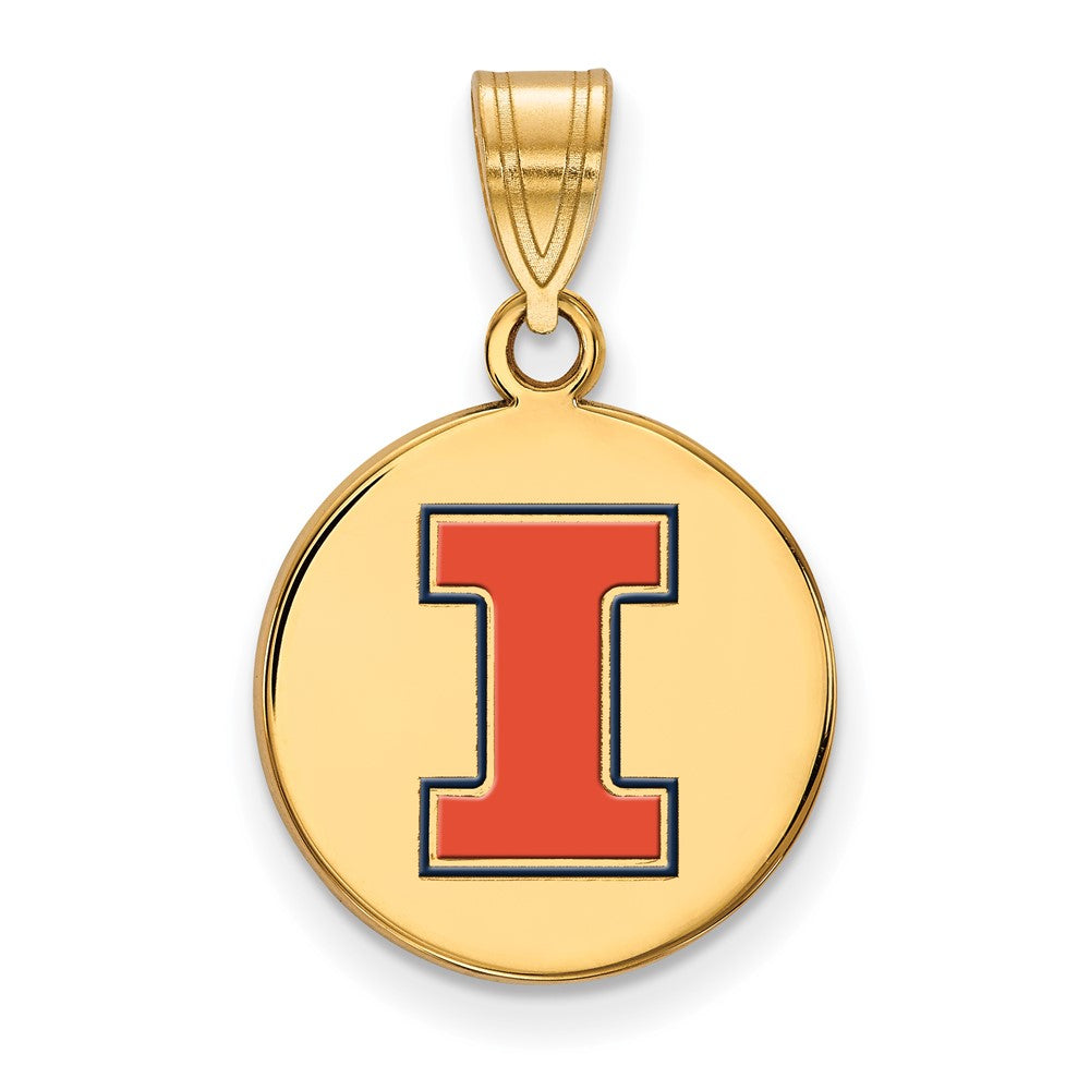 Vergoldet Sterlingsilber Logoart University Of Illinois Buchstabe I Mittel Emailliert Plättchen Anhänger