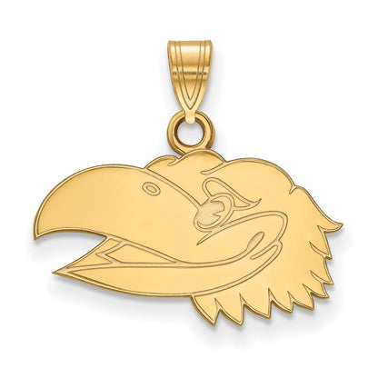 10K Gelbgold Logoart University Of Kansas Jayhawk Klein Anhänger