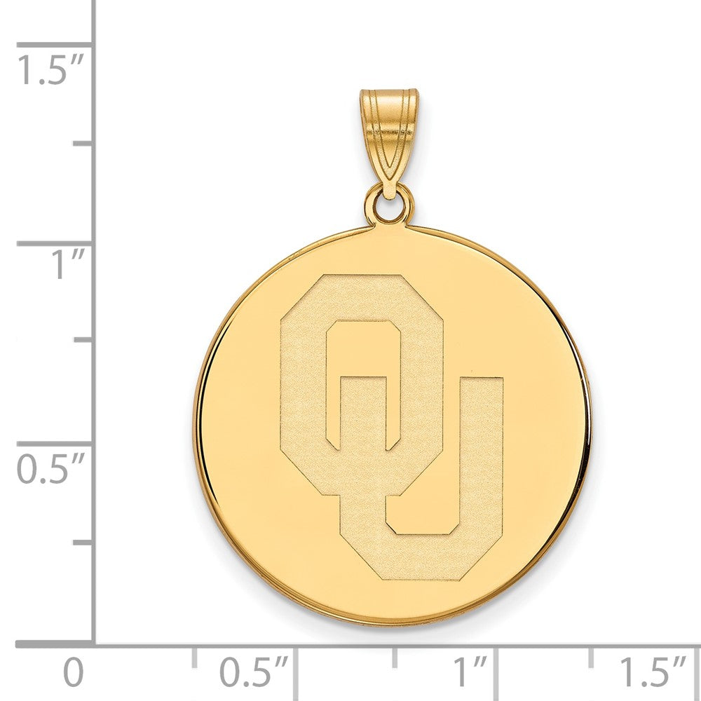 Vergoldet Sterlingsilber Logoart University Of Oklahoma O U Extra Groß Plättchen Anhänger