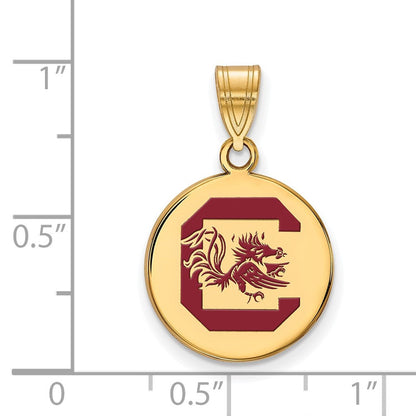 Vergoldet Sterlingsilber Logoart University Of South Carolina Mittel Emailliert Plättchen Anhänger