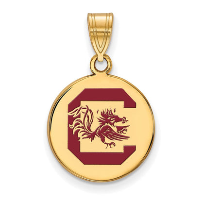 Vergoldet Sterlingsilber Logoart University Of South Carolina Mittel Emailliert Plättchen Anhänger