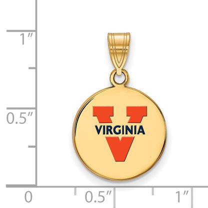 Vergoldet Sterlingsilber Logoart University Of Virginia Mittel Emailliert Plättchen Anhänger
