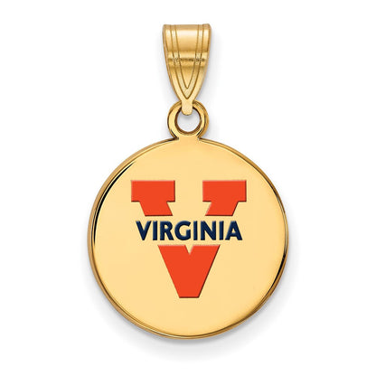 Vergoldet Sterlingsilber Logoart University Of Virginia Mittel Emailliert Plättchen Anhänger