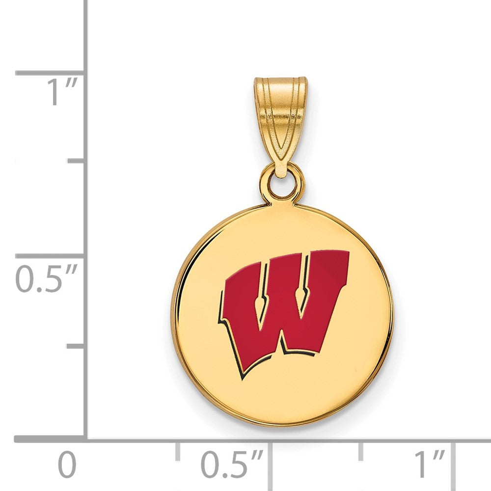 Vergoldet Sterlingsilber Logoart University Of Wisconsin Buchstabe W Mittel Emailliert Plättchen Anhänger