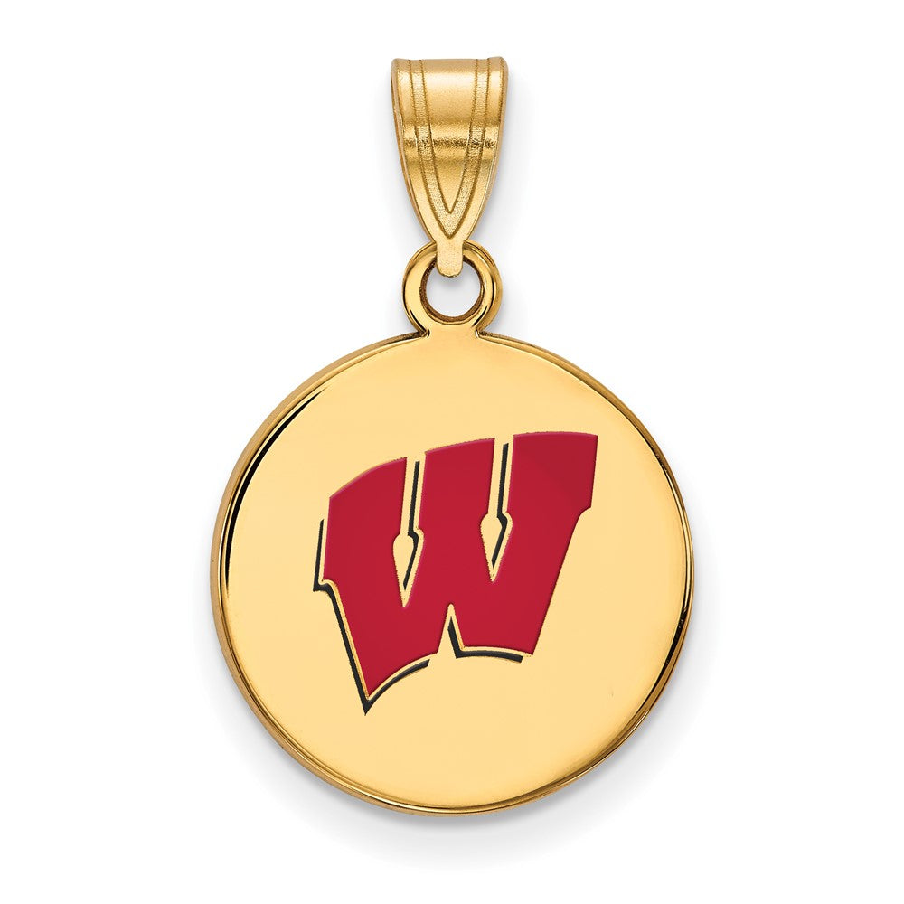 Vergoldet Sterlingsilber Logoart University Of Wisconsin Buchstabe W Mittel Emailliert Plättchen Anhänger