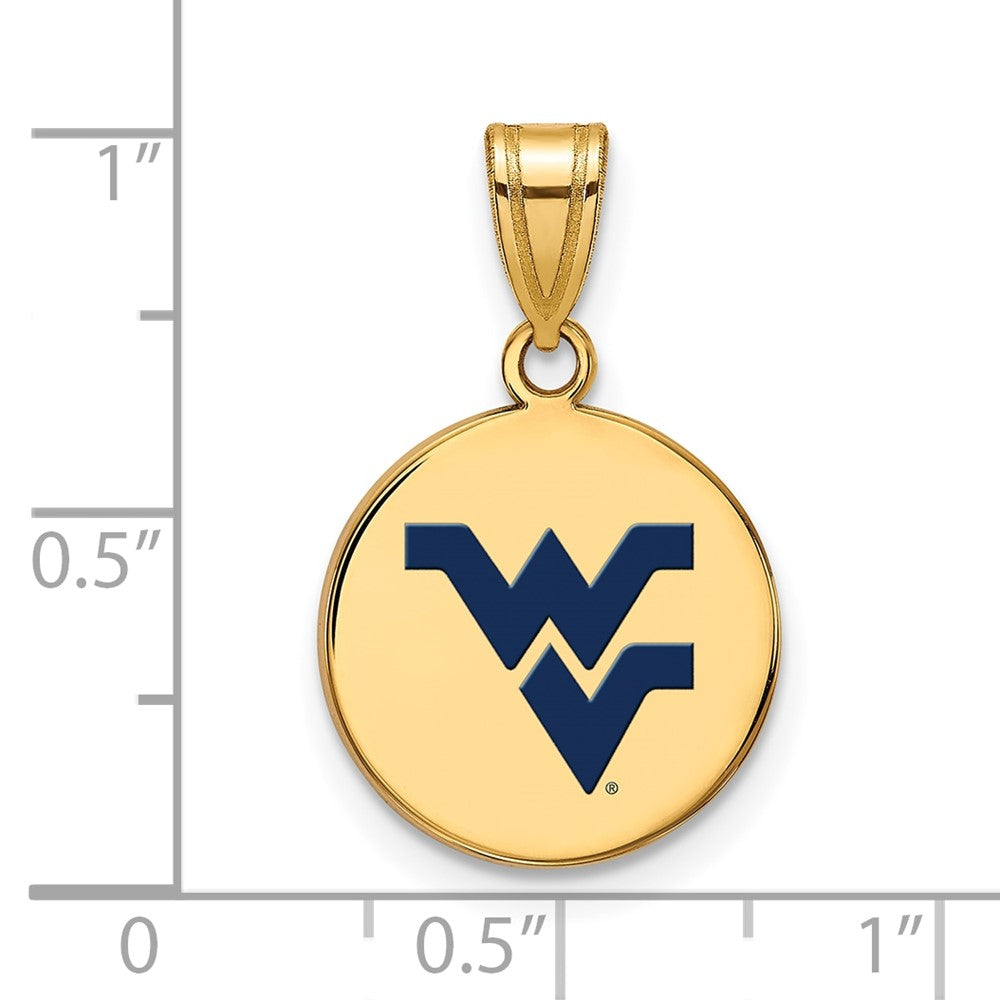 Vergoldet Sterlingsilber Logoart West Virginia University W V Mittel Emailliert Plättchen Anhänger