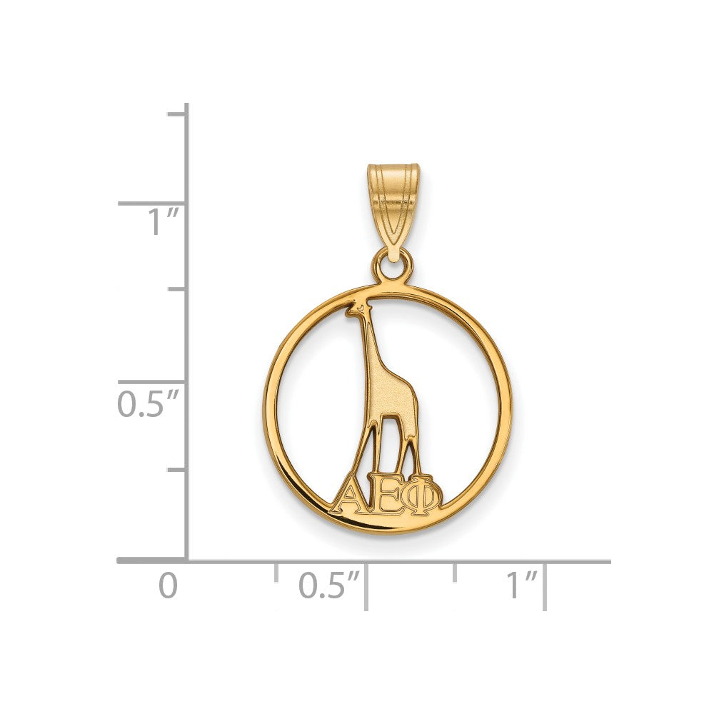 Vergoldet Sterlingsilber Logoart Alpha Epsilon Phi Sorority Symbol Klein Kreis Anhänger