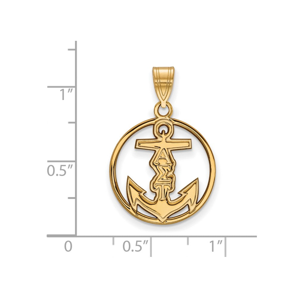Vergoldet Sterlingsilber Logoart Alpha Sigma Tau Sorority Symbol Mittel Kreis Anhänger