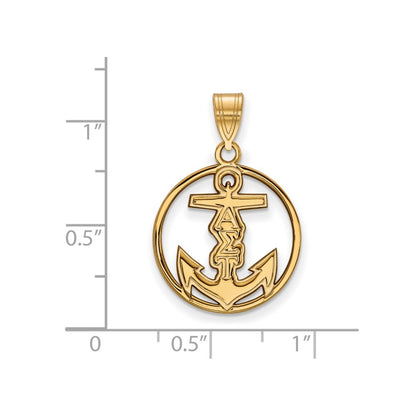 Vergoldet Sterlingsilber Logoart Alpha Sigma Tau Sorority Symbol Mittel Kreis Anhänger