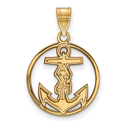 Vergoldet Sterlingsilber Logoart Alpha Sigma Tau Sorority Symbol Mittel Kreis Anhänger