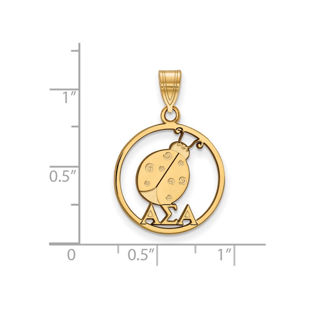 Vergoldet Sterlingsilber Logoart Alpha Sigma Sorority Symbol Mittel Kreis Anhänger