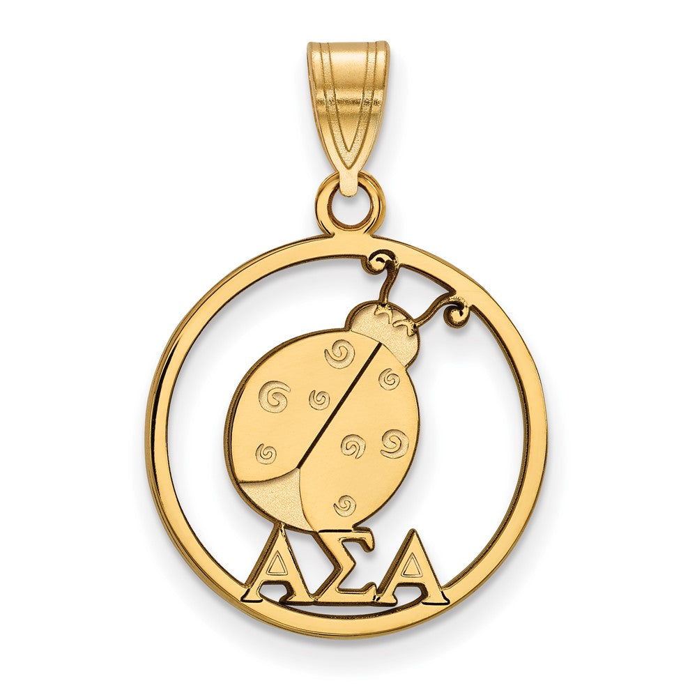 Vergoldet Sterlingsilber Logoart Alpha Sigma Sorority Symbol Mittel Kreis Anhänger