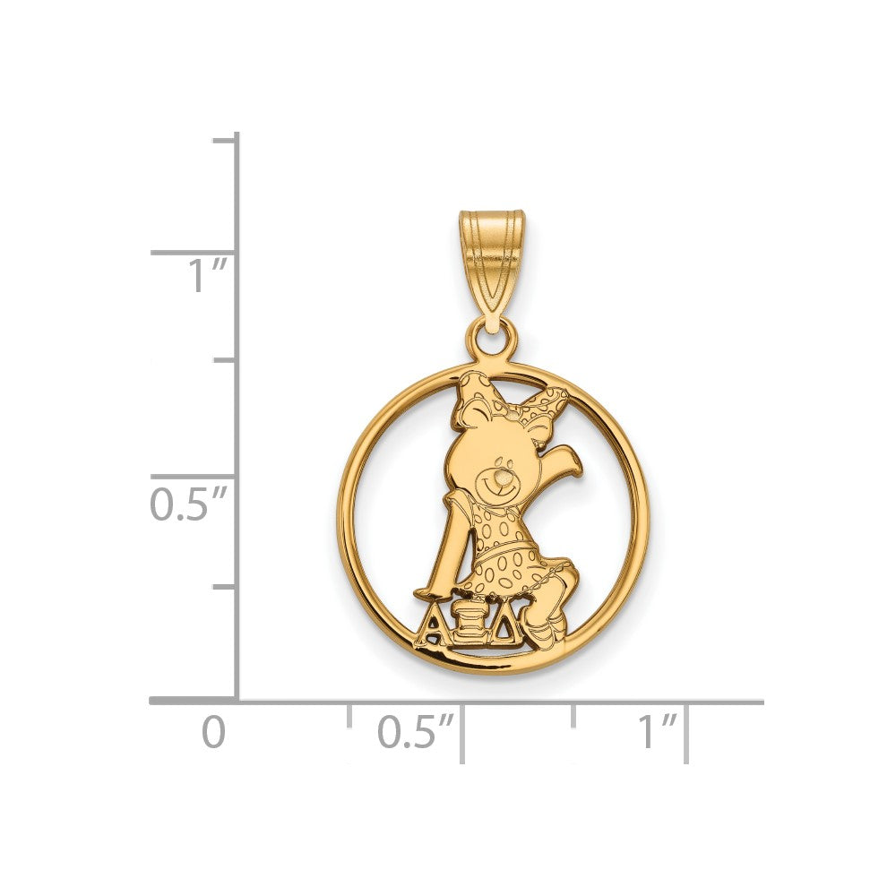 Vergoldet Sterlingsilber Logoart Alpha Xi Delta Sorority Symbol Mittel Kreis Anhänger