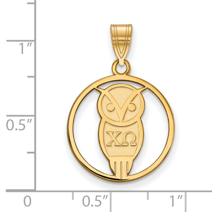 Vergoldet Sterlingsilber Logoart Chi Omega Sorority Symbol Mittel Kreis Anhänger