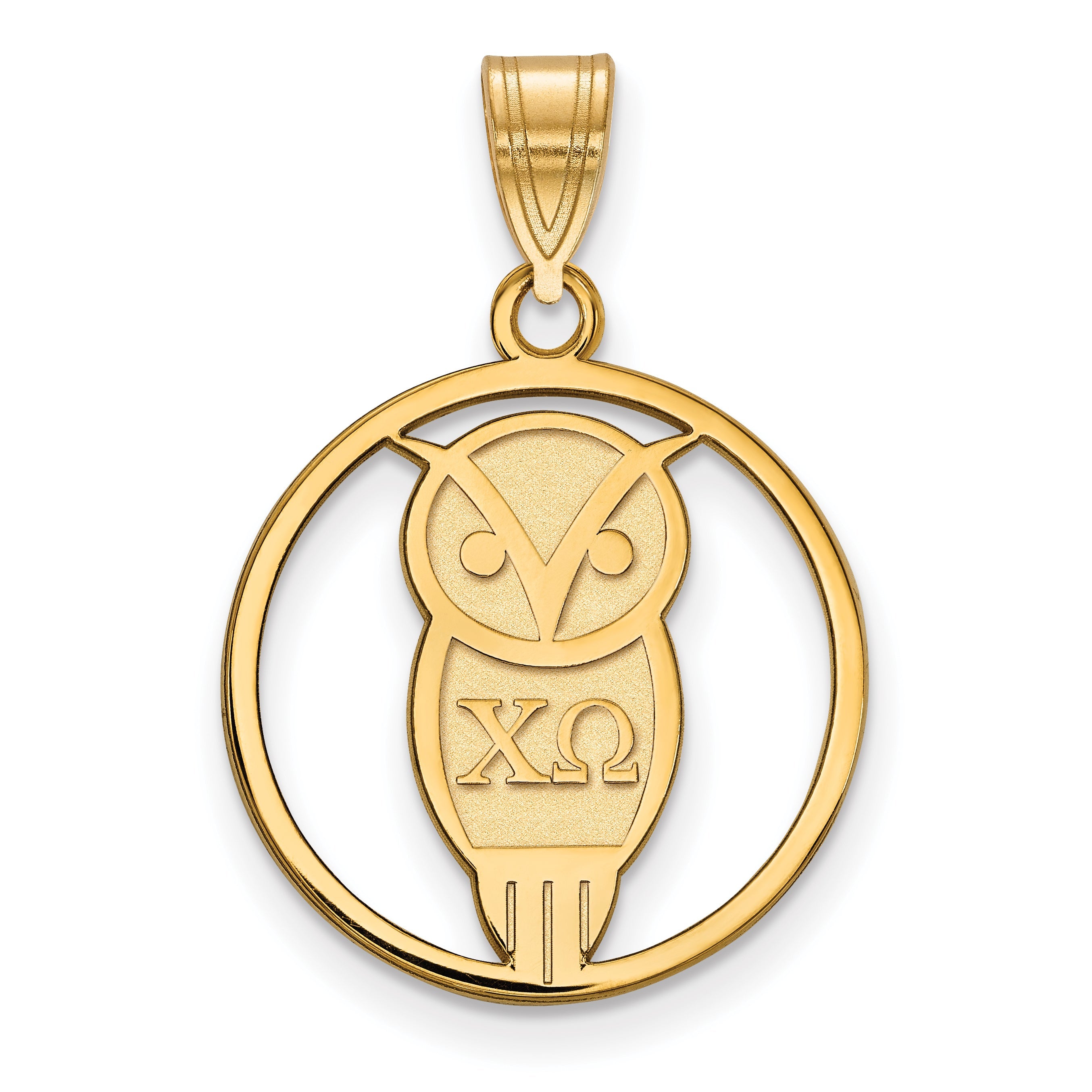 Vergoldet Sterlingsilber Logoart Chi Omega Sorority Symbol Mittel Kreis Anhänger