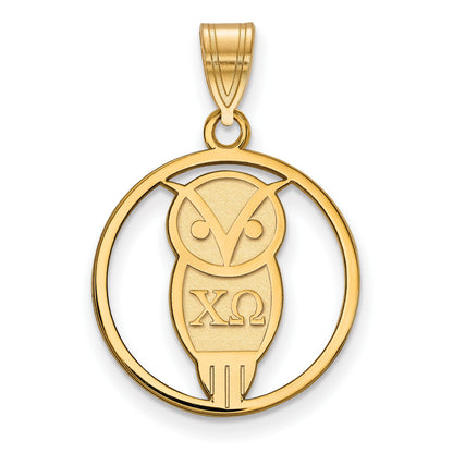 Vergoldet Sterlingsilber Logoart Chi Omega Sorority Symbol Mittel Kreis Anhänger