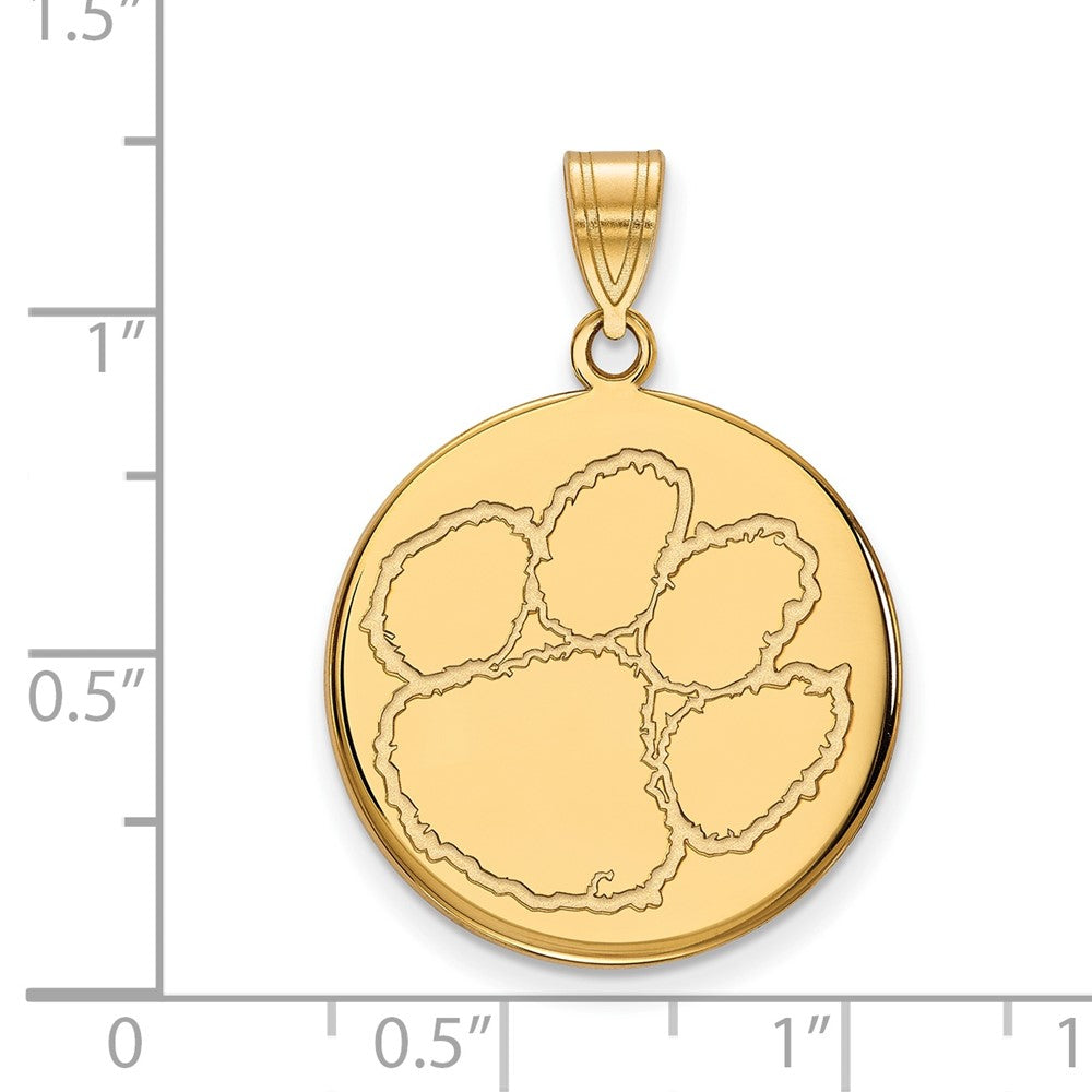 10K Gelbgold Logoart Clemson University Tiger Paw Groß Plättchen Anhänger
