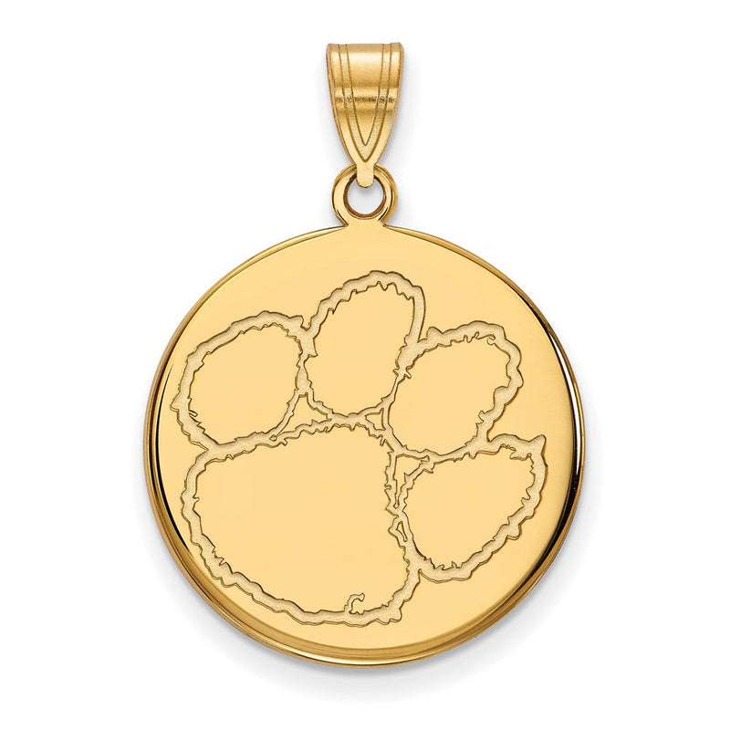 10K Gelbgold Logoart Clemson University Tiger Paw Groß Plättchen Anhänger