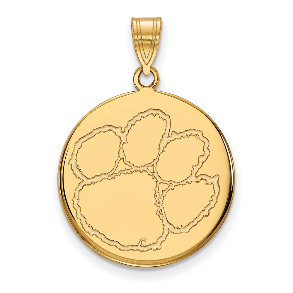 Vergoldet Sterlingsilber Logoart Clemson University Tiger Paw Groß Plättchen Anhänger