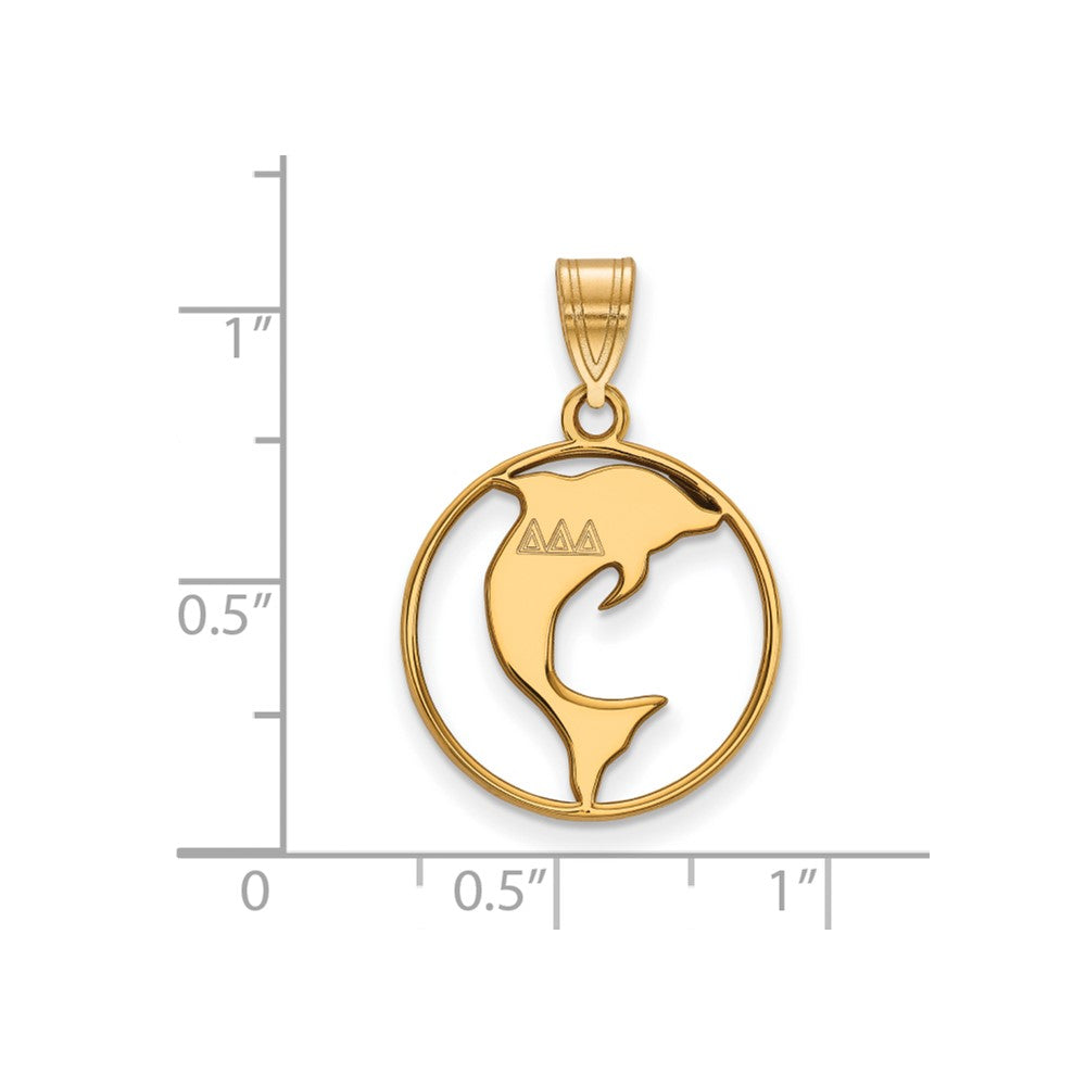 Vergoldet Sterlingsilber Logoart Delta Sorority Symbol Mittel Kreis Anhänger