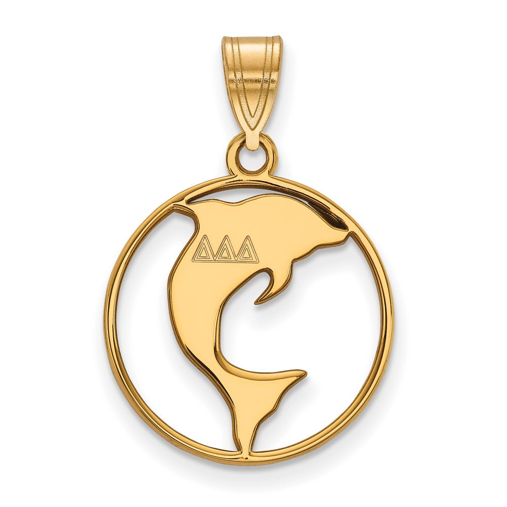 Vergoldet Sterlingsilber Logoart Delta Sorority Symbol Mittel Kreis Anhänger