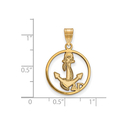 Vergoldet Sterlingsilber Logoart Delta Gamma Sorority Symbol Mittel Kreis Anhänger