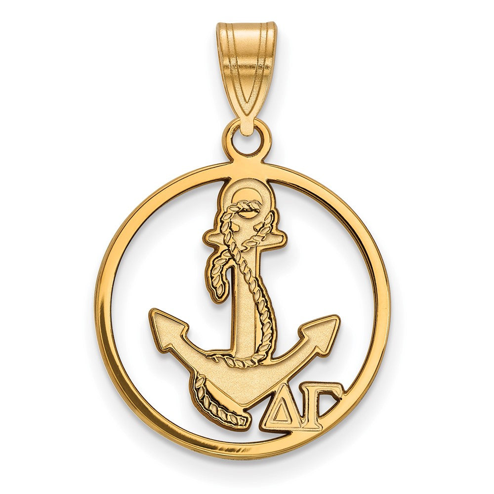 Vergoldet Sterlingsilber Logoart Delta Gamma Sorority Symbol Mittel Kreis Anhänger