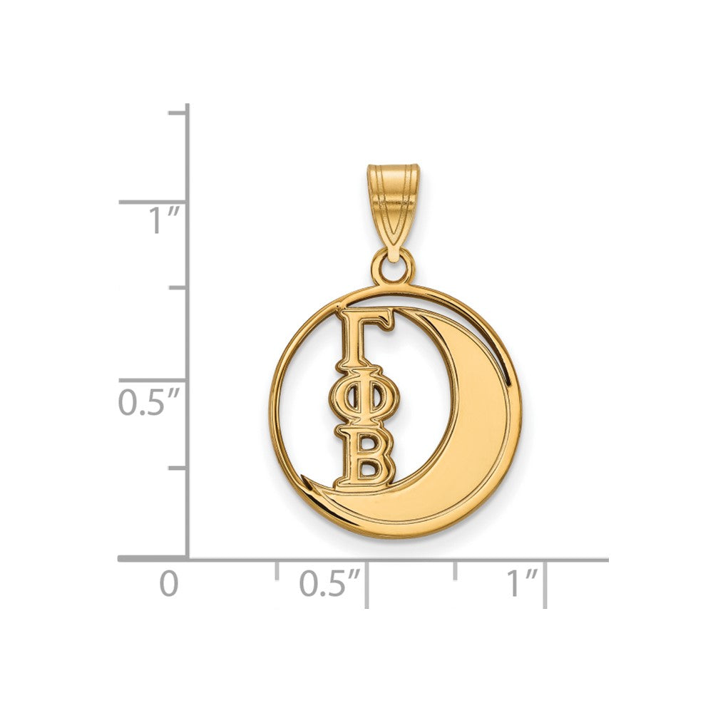 Vergoldet Sterlingsilber Logoart Gamma Phi Beta Sorority Symbol Mittel Kreis Anhänger