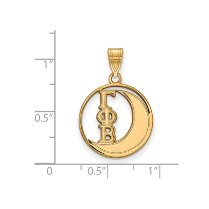 Vergoldet Sterlingsilber Logoart Gamma Phi Beta Sorority Symbol Mittel Kreis Anhänger