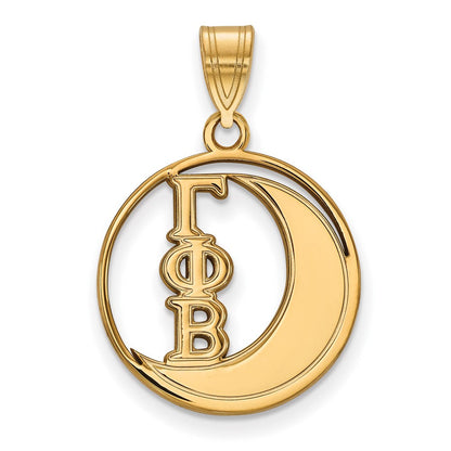 Vergoldet Sterlingsilber Logoart Gamma Phi Beta Sorority Symbol Mittel Kreis Anhänger
