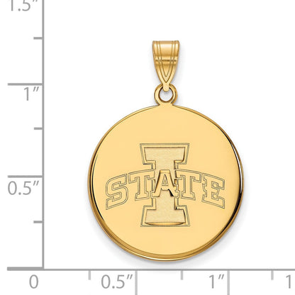 10K Gelbgold Logoart Iowa State University Groß Plättchen Anhänger