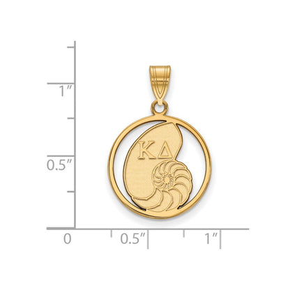 Vergoldet Sterlingsilber Logoart Kappa Delta Sorority Symbol Mittel Kreis Anhänger