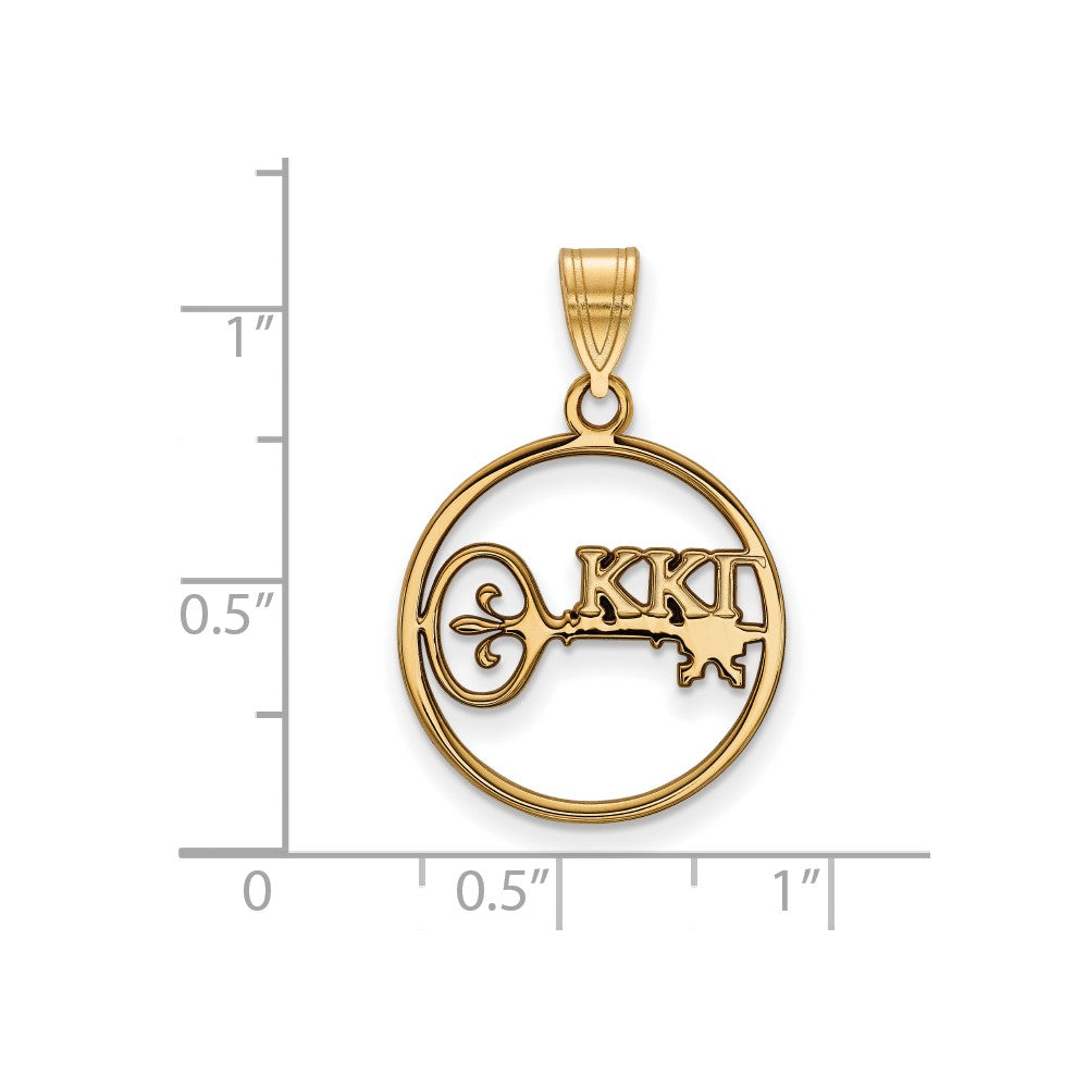 Vergoldet Sterlingsilber Logoart Kappa Gamma Sorority Symbol Mittel Kreis Anhänger