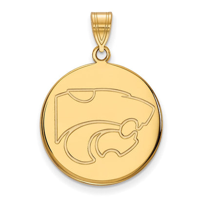 10K Gelbgold Logoart Kansas State University Wildkatze Groß Plättchen Anhänger