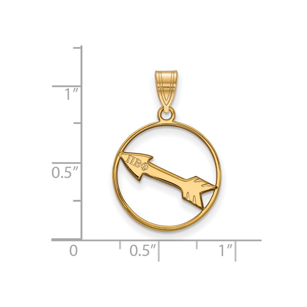 Vergoldet Sterlingsilber Logoart Pi Beta Phi Sorority Symbol Mittel Kreis Anhänger