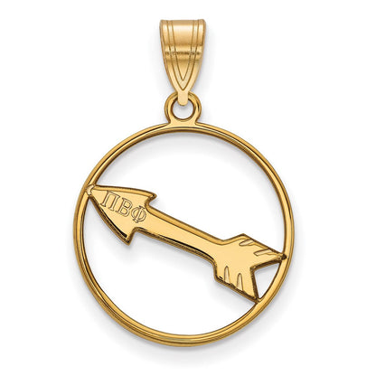 Vergoldet Sterlingsilber Logoart Pi Beta Phi Sorority Symbol Mittel Kreis Anhänger