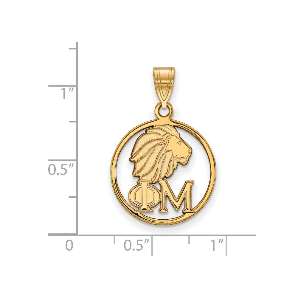 Vergoldet Sterlingsilber Logoart Phi Mu Sorority Symbol Klein Kreis Anhänger