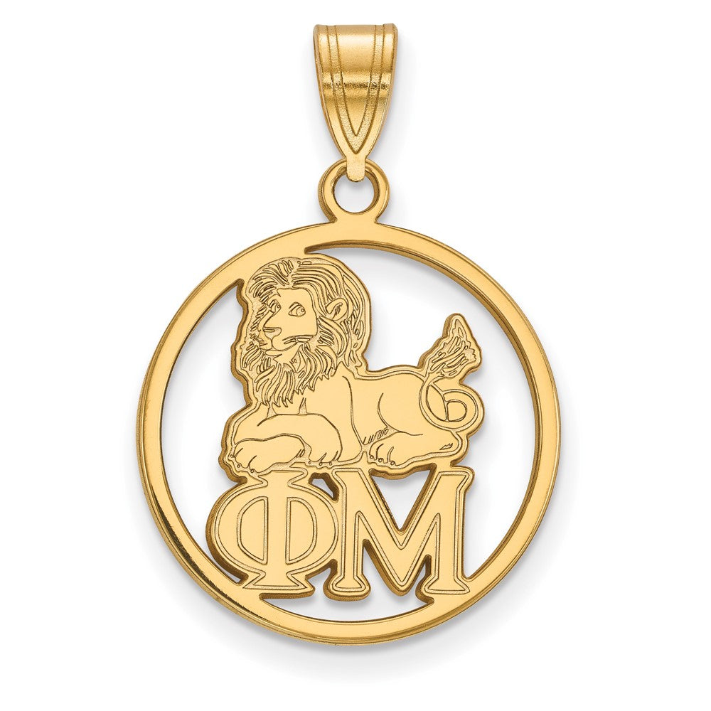 Vergoldet Sterlingsilber Logoart Phi Mu Sorority Symbol Klein Kreis Anhänger