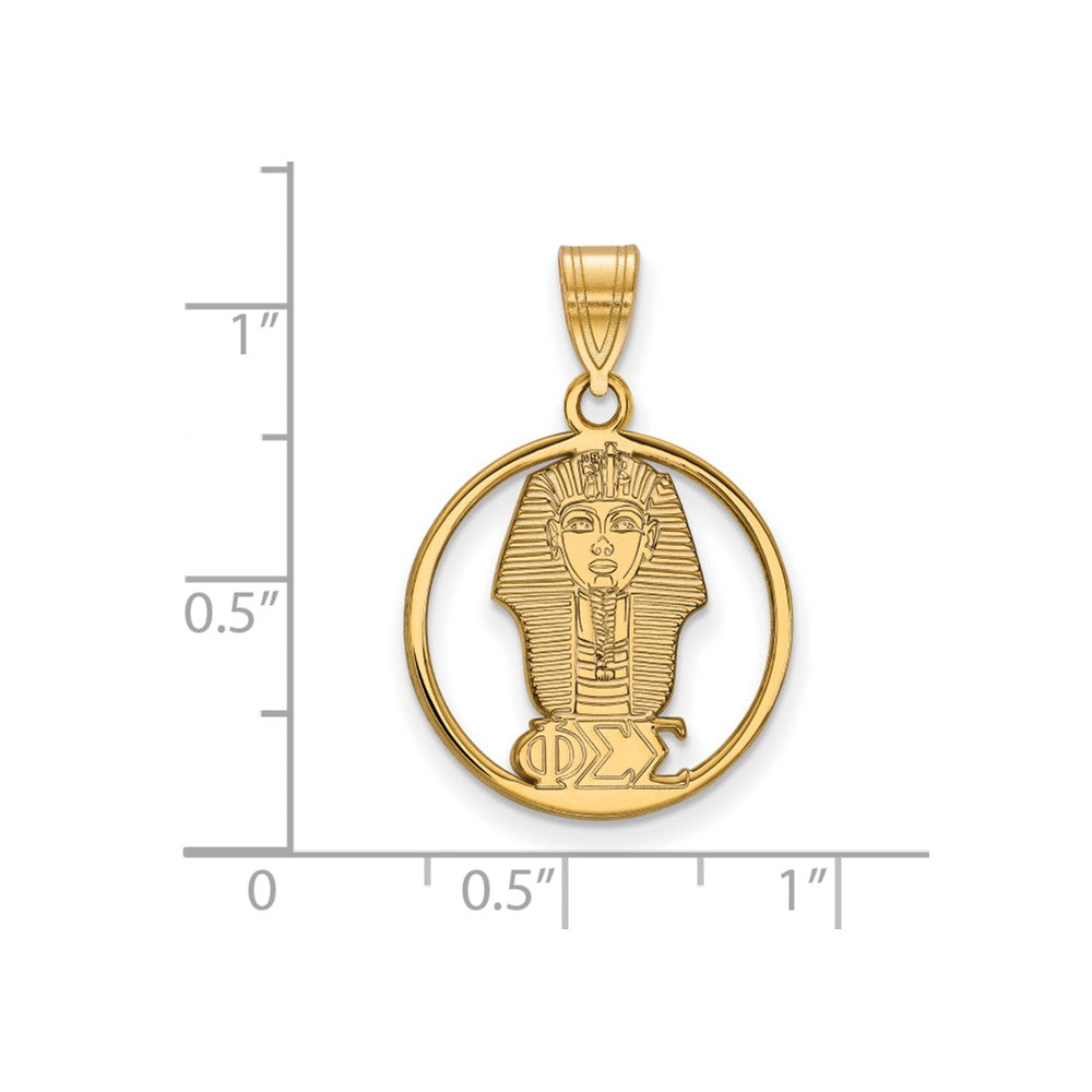 Vergoldet Sterlingsilber Logoart Phi Sigma Sorority Symbol Mittel Kreis Anhänger
