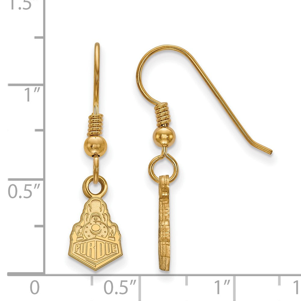 Vergoldet Sterlingsilber Logoart Purdue University Boilermakers Zug Logo Extra Klein Hängend Draht Ohrringe