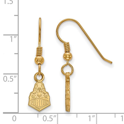 Vergoldet Sterlingsilber Logoart Purdue University Boilermakers Zug Logo Extra Klein Hängend Draht Ohrringe