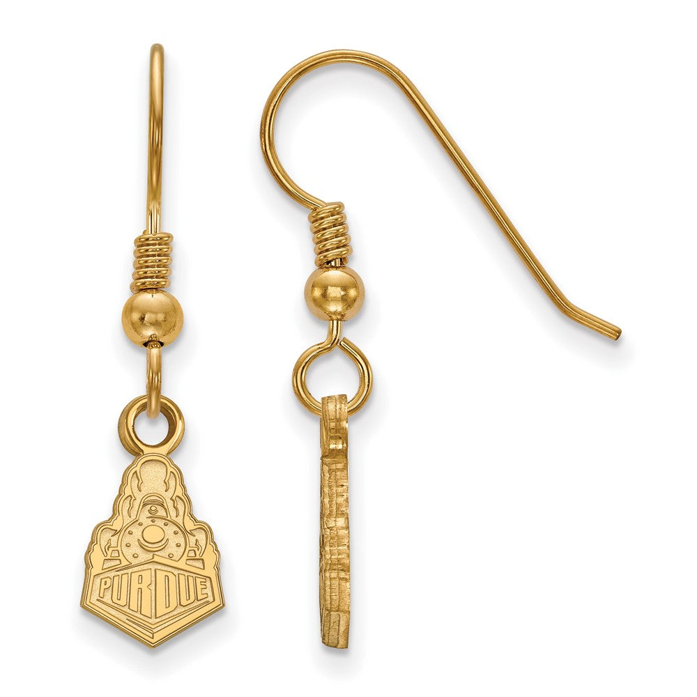 Vergoldet Sterlingsilber Logoart Purdue University Boilermakers Zug Logo Extra Klein Hängend Draht Ohrringe