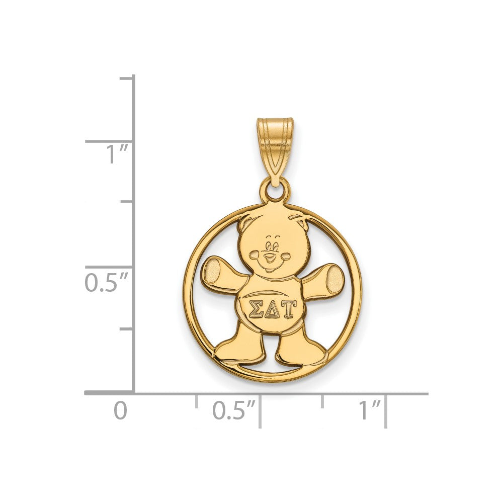 Vergoldet Sterlingsilber Logoart Sigma Delta Tau Sorority Symbol Mittel Kreis Anhänger