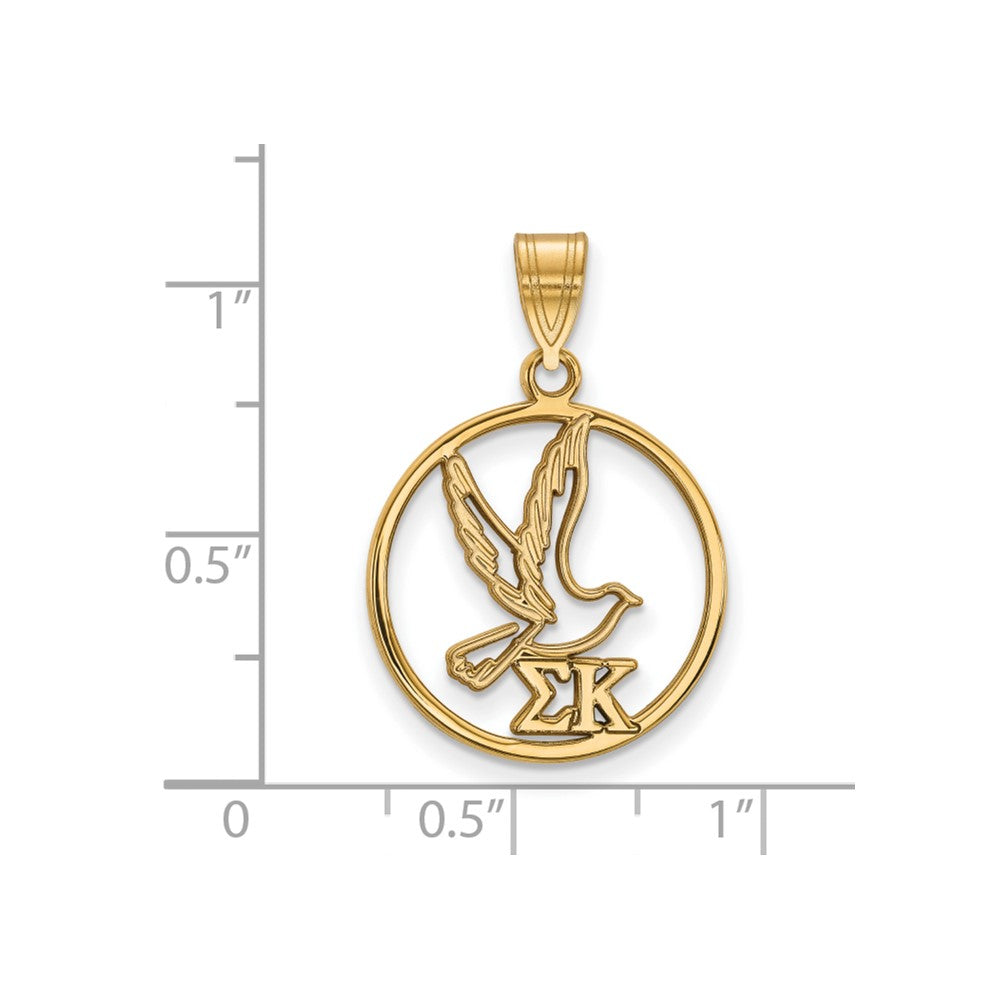 Vergoldet Sterlingsilber Logoart Sigma Kappa Sorority Symbol Mittel Kreis Anhänger