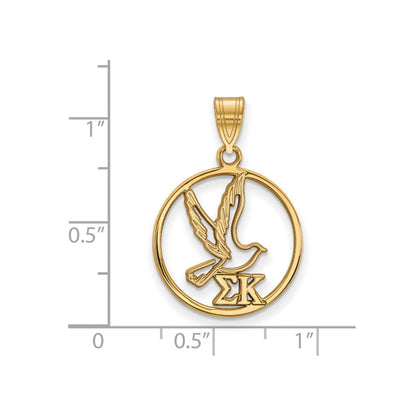 Vergoldet Sterlingsilber Logoart Sigma Kappa Sorority Symbol Mittel Kreis Anhänger