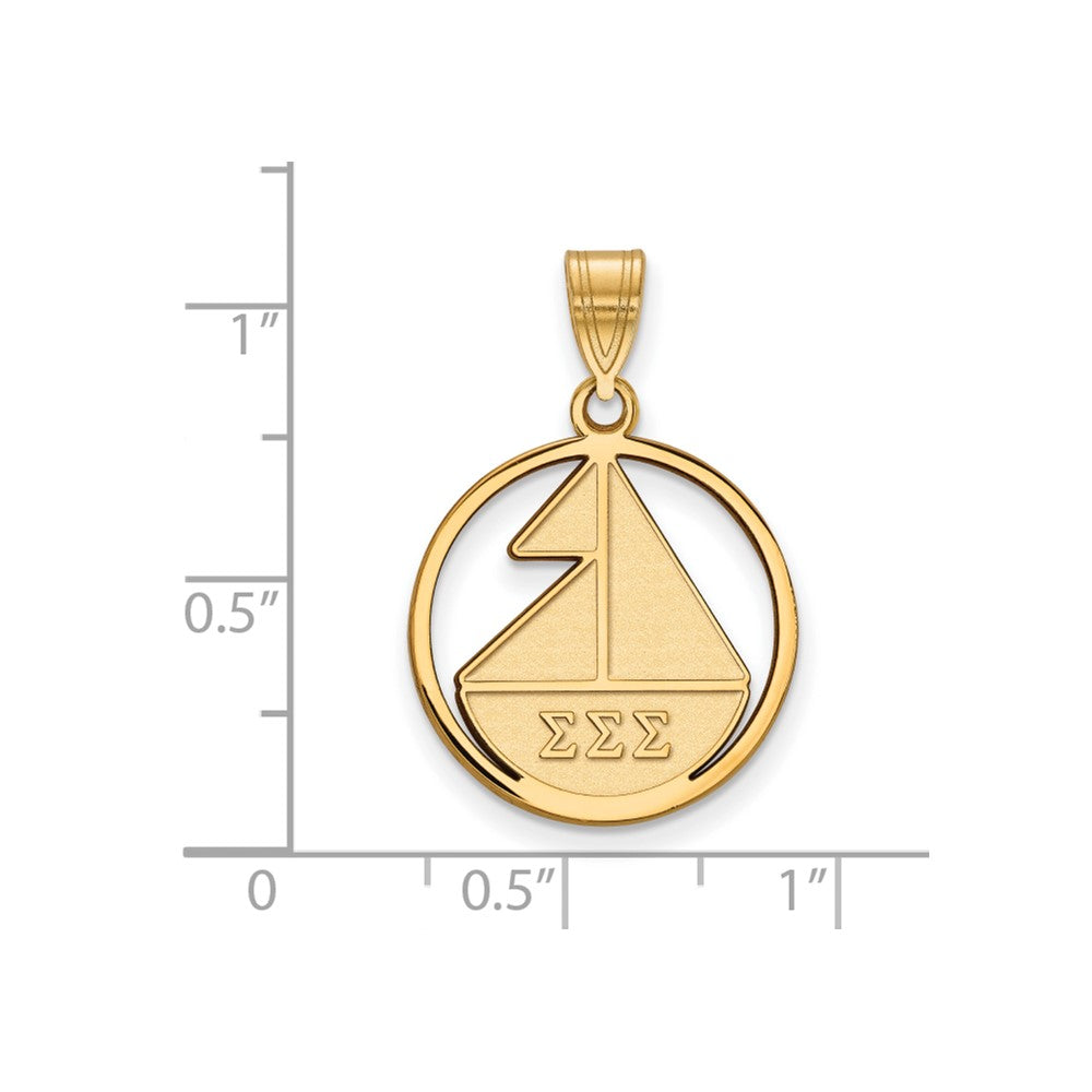 Vergoldet Sterlingsilber Logoart Sigma Sorority Symbol Mittel Kreis Anhänger