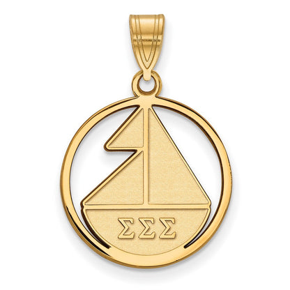 Vergoldet Sterlingsilber Logoart Sigma Sorority Symbol Mittel Kreis Anhänger