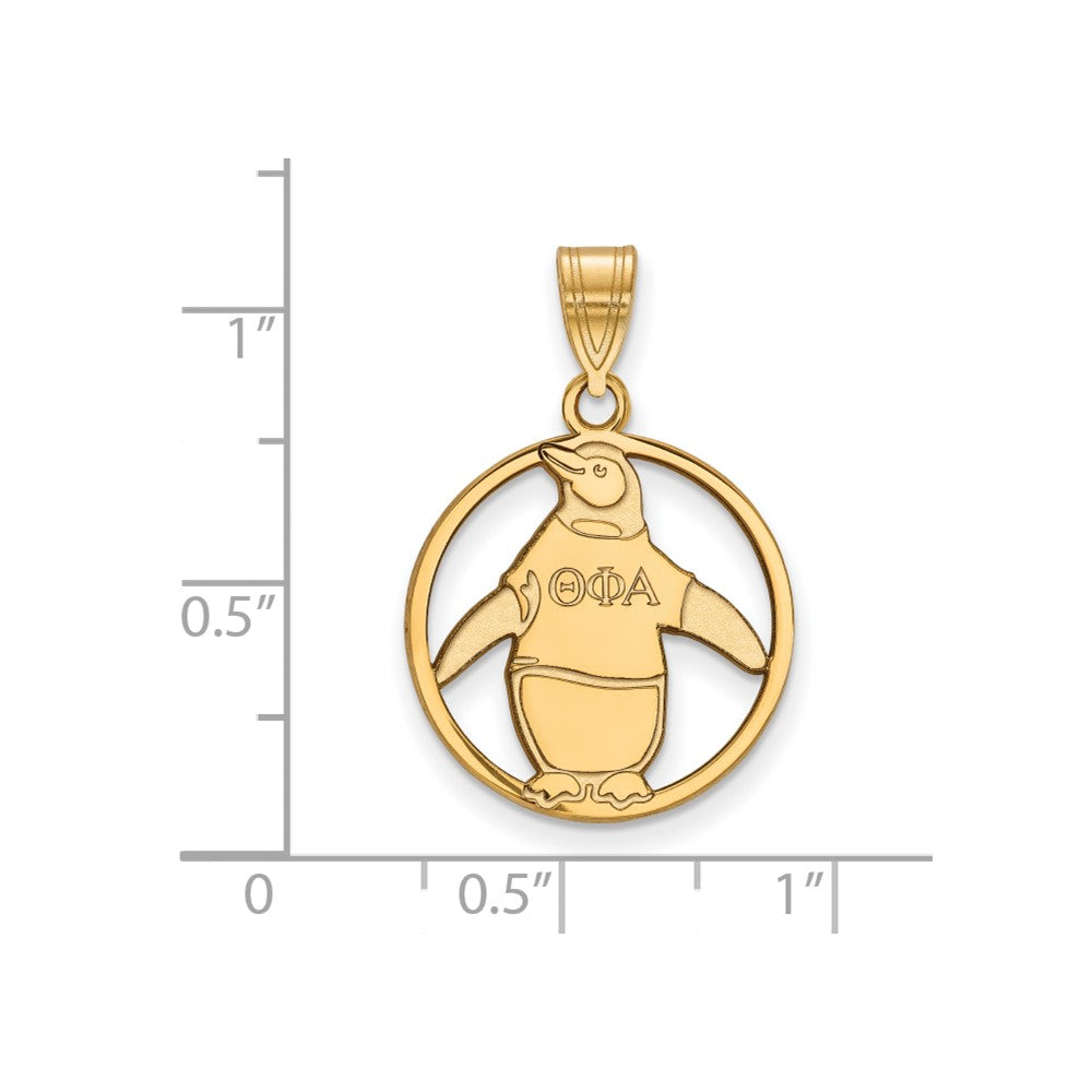 Vergoldet Sterlingsilber Logoart Theta Phi Alpha Sorority Symbol Mittel Kreis Anhänger